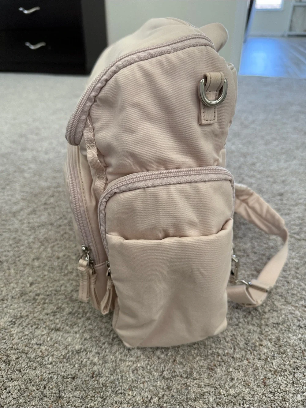 caraa baby diaper bag cream fabric backpack
